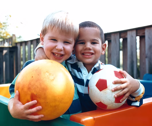 Normal vision showing two children with ball