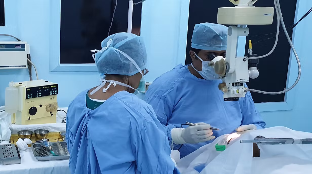 Surgeons performing cataract surgery