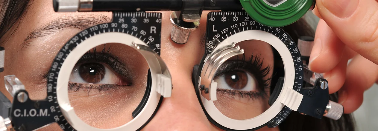 Eye examination with trial frame