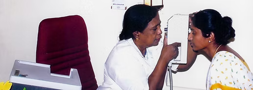 Air puff tonometer examination